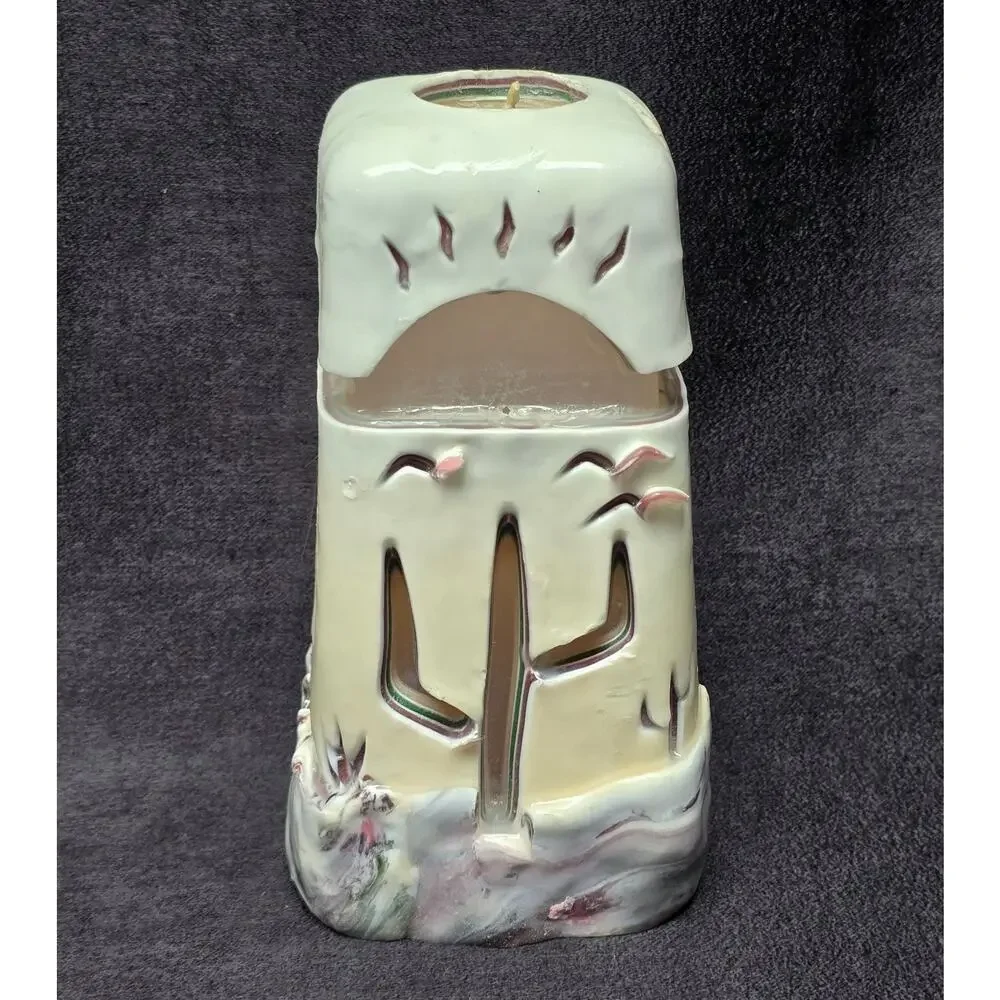 Hand Carved Desert Night Life Designed Large Candle Rare